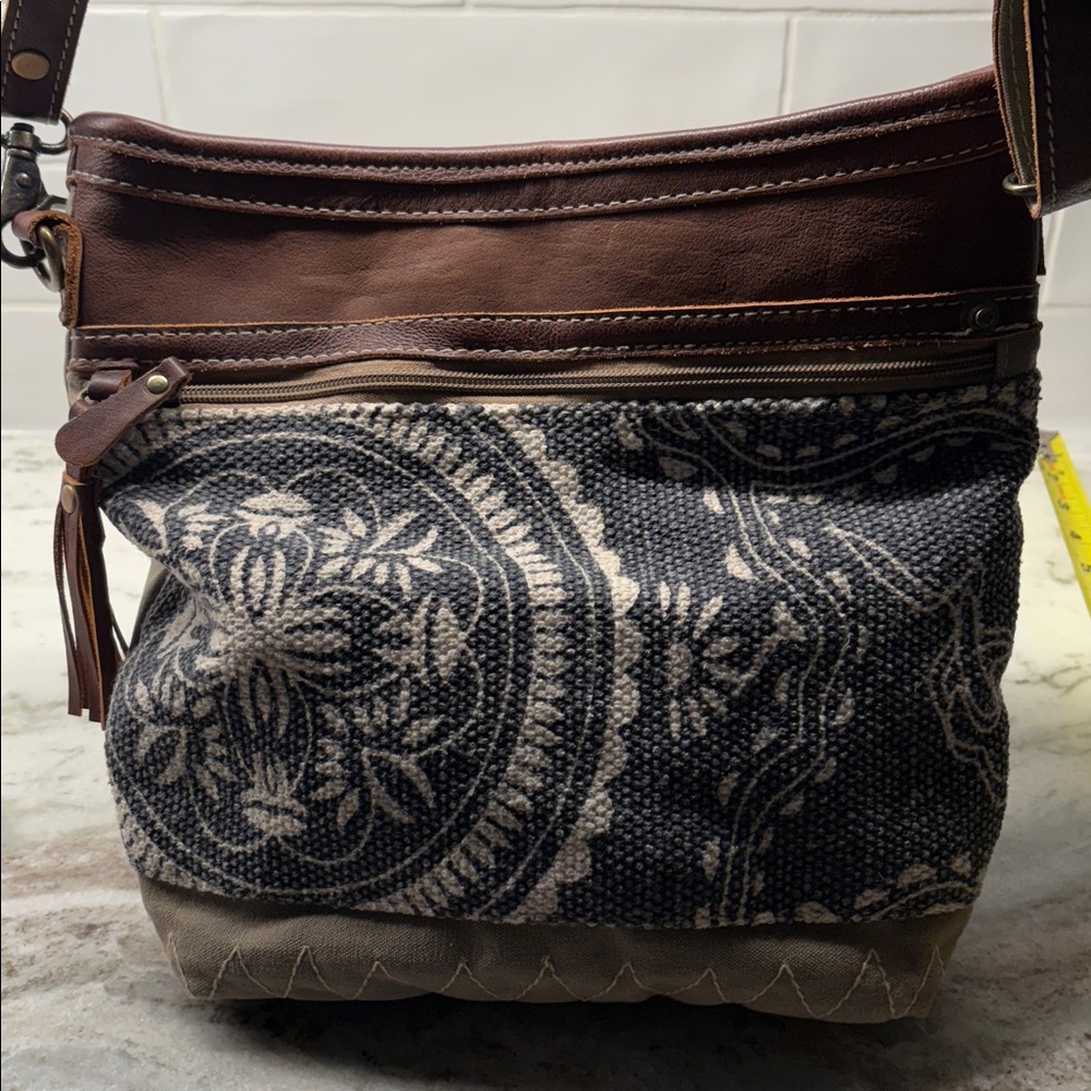 Myra Western Brown and Blue Patterned Shoulder Bag